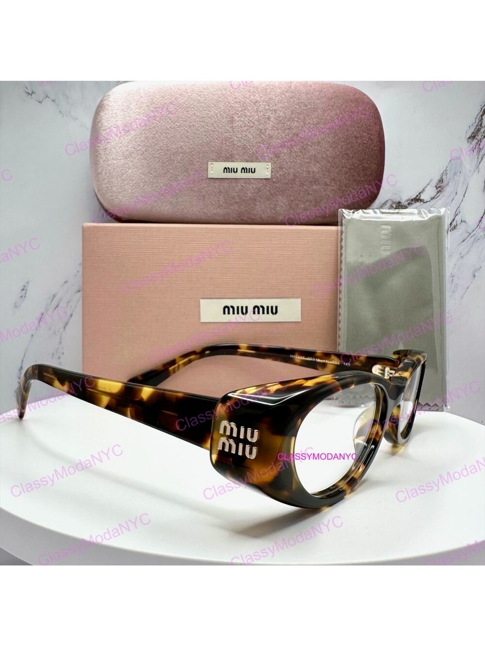 New MIU MIU Eyeglasses  Brown Oval 53mm Honey Havnana Rx-able Women